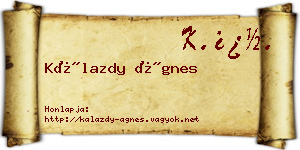 Kálazdy Ágnes névjegykártya
